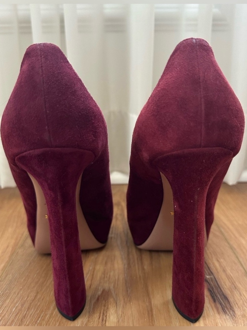Prada Runway Style Burgundy Suede Pumps Size 42 Made in Italy - Picture 4 of 7